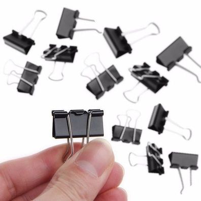 Rosfix Dokumentenklammern 32 mm – 12 Stück | Metall, Schwarz, Wiederverwendbar