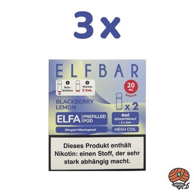 ELFBAR ELFA POD Blackberry Lemon 20mg/ml Nikotin 3x 2 Pods