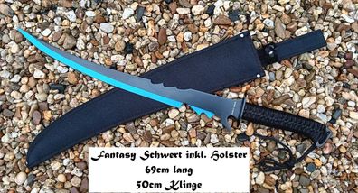NEU blau schwarzes Fantasy Schwert Elox Blue 69cm groß für Sammler Cosplay LARP