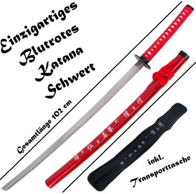NEU Samurai Katana Schwert rot 102cm groß für Cosplay Sammler Japan Anime Fans