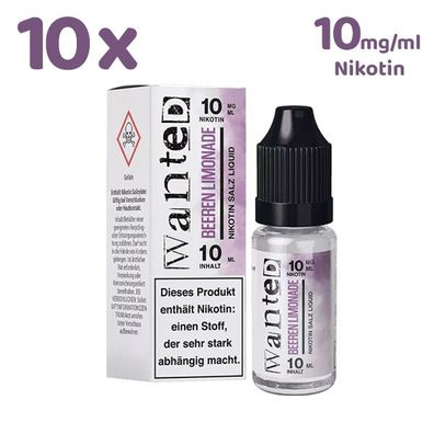 Wanted Overdosed BEEREN Limonade * 10mg/ml* Nikotinsalz, Liquid 10x 10ml