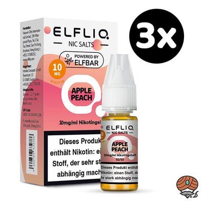 ELFLIQ by ELFBAR Apple Peach * 10mg/ml* Nikotinsalz, Liquid 3x 10ml