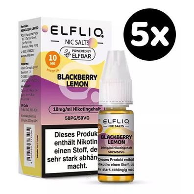 ELFLIQ by ELFBAR Blackberry Lemon * 10mg/ml* Nikotinsalz, Liquid 5x 10ml
