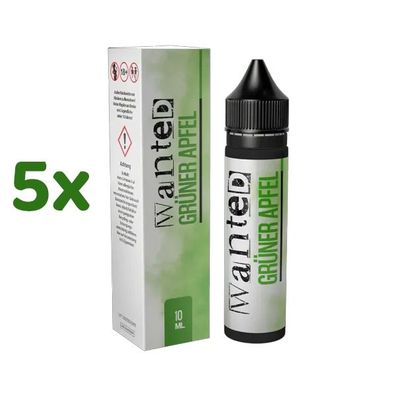 Wanted GRÜNER APFEL Longfill Aroma für E-Zigaretten 5x 10ml