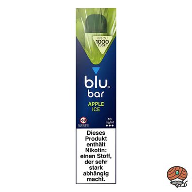 blu bar APPLE ICE E-Shisha, 18mg Nikotin, Einweg-E-Zigarette, max. 1000 Züge