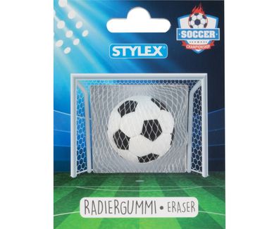 Radiergummi 3D-Optik Fußball schwarz-weiß Stylex 34094