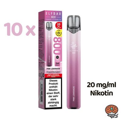 ELFBAR E-Shisha PINK Lemonade * 20mg/ml Nikotin* 800 Züge, 10x Einweg-E-Zigaretten