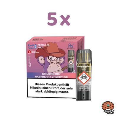 RandM Tornado POD Strawberry Raspberry Cherry Ice 20mg/ml Nikotin 5x 2 Pods