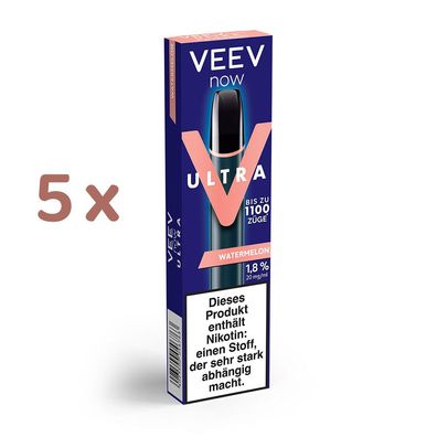VEEV now ULTRA Watermelon 20mg/ml Nikotin 5x Einweg-E-Zigarette, max. 1100 Züge