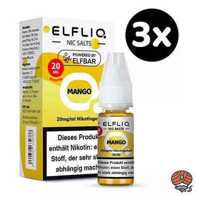 ELFLIQ by ELFBAR Mango, * 20mg/ml* Nikotinsalz, Liquid 3x 10ml