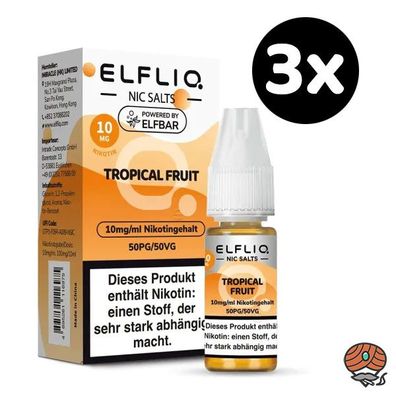 ELFLIQ by ELFBAR Tropical Fruit * 10mg/ml* Nikotinsalz, Liquid 3x 10ml