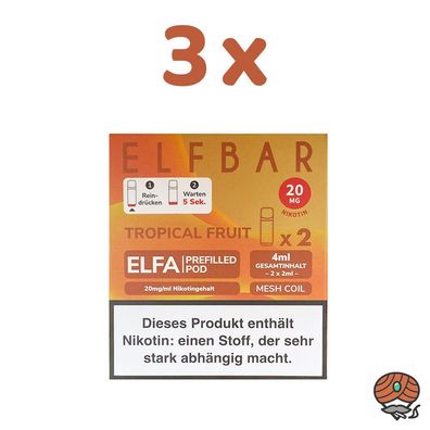 ELFBAR ELFA POD Tropical Fruit 20mg/ml Nikotin 3x 2 Pods