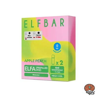 ELFBAR ELFA POD Apple Peach 0mg/ml Nikotin à 2 Pods, nikotinfrei