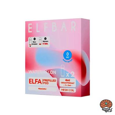 ELFBAR ELFA POD Watermelon 0mg/ml Nikotin à 2 Pods, nikotinfrei