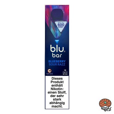 blu bar Blueberry SOUR RAZZ E-Shisha, 18mg Nikotin, Einweg-E-Zigarette, 600 Züge