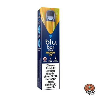 blu bar MANGO ICE E-Shisha, 18mg Nikotin, Einweg-E-Zigarette, max. 1000 Züge
