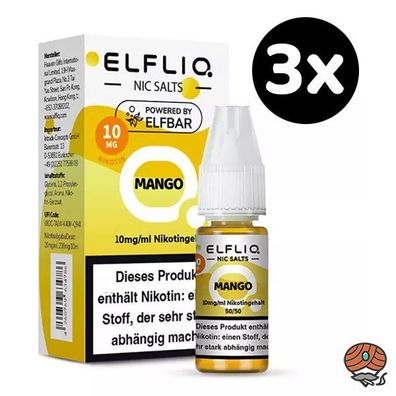 ELFLIQ by ELFBAR Mango, * 10mg/ml* Nikotinsalz, Liquid 3x 10ml