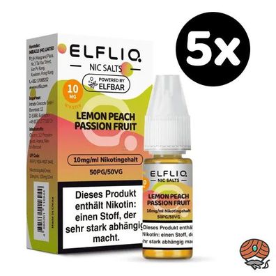 ELFLIQ by ELFBAR Lemon Peach Passion Fruit * 10mg/ml* Nikotinsalz, Liquid 5x 10ml