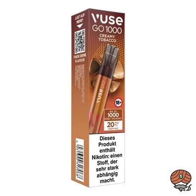 Vuse GO 1000 E-Shisha CREAMY Tobacco, 20mg Nikotin, Einweg-E-Zigarette, Vape