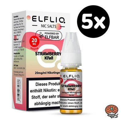 ELFLIQ by ELFBAR Strawberry Kiwi * 20mg/ml* Nikotinsalz, Liquid 5x 10ml