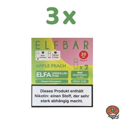 ELFBAR ELFA POD Apple Peach 20mg/ml Nikotin 3x 2 Pods