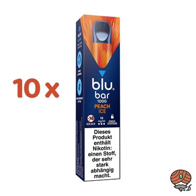 blu bar PEACH ICE 10x E-Shisha, 18mg Nikotin, Einweg-E-Zigarette, max. 1000 Züge