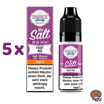 Dinner Lady Fruit Mix Nikotinsalz 20mg/ml Nikotin, 50/50 Liquid 5x 10ml