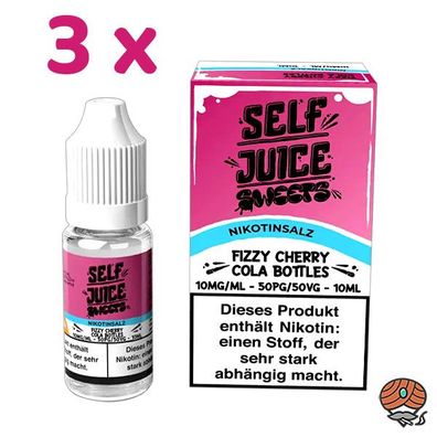 Self Juice FIZZY CHERRY COLA Bottles 10mg/ml Nikotinsalz, 3x 10ml Liquid 50/50