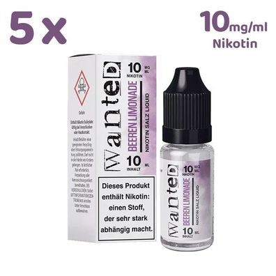 Wanted Overdosed BEEREN Limonade * 10mg/ml* Nikotinsalz, Liquid 5x 10ml