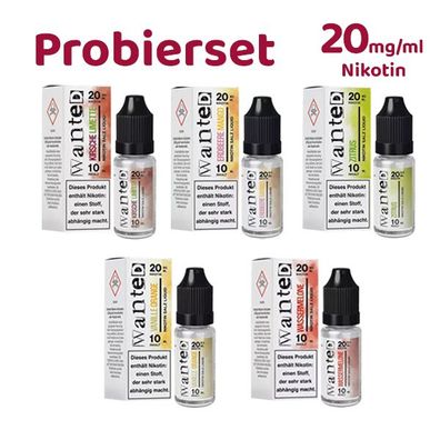 Wanted Overdosed Probierset #2 * 20mg/ml* Nikotinsalz, Liquid 5x 10ml
