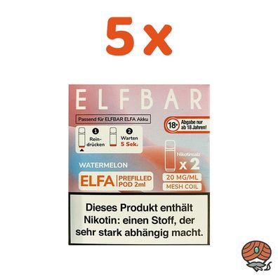 ELFBAR ELFA POD Watermelon 20mg/ml Nikotin 5x 2 Pods