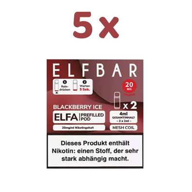 ELFBAR ELFA POD Blackberry Ice 20mg/ml Nikotin 5x 2 Pods