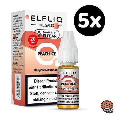 ELFLIQ by ELFBAR Peach Ice * 20mg/ml* Nikotinsalz, Liquid 5x 10ml