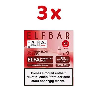 ELFBAR ELFA POD Watermelon Cherry 20mg/ml Nikotin 3x 2 Pods