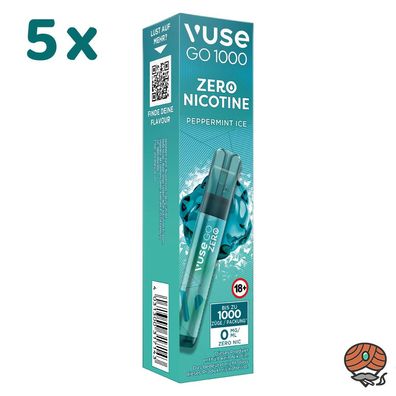 Vuse GO 1000 E-Shisha Peppermint ICE, 5x nikotinfrei, Einweg-E-Zigarette, Vape