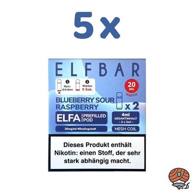 ELFBAR ELFA POD Blueberry Sour Raspberry 20mg/ml Nikotin 5x 2 Pods