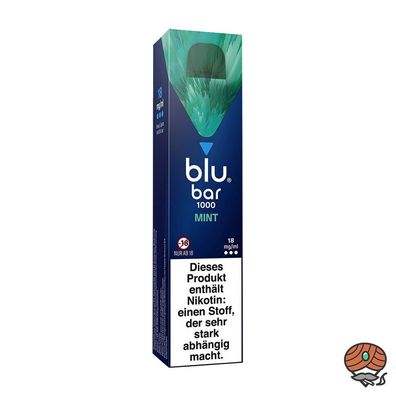 blu bar MINT E-Shisha, 18mg Nikotin, Einweg-E-Zigarette, max. 1000 Züge
