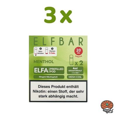 ELFBAR ELFA POD Menthol 20mg/ml Nikotin 3x 2 Pods