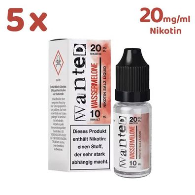 Wanted Overdosed Wassermelone * 20mg/ml* Nikotinsalz, Liquid 5x 10ml