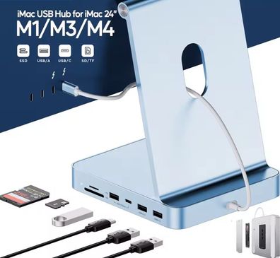 Alle Farben iMac Docking Station Fuß Port Hub SSD USB HDMI Erweiterung M1 M2 M3 M4