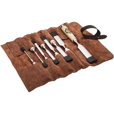 Kirschen Stechbeitelsatz in Ledertasche 8-tlg. mit Weißbuchenheft 4-6-10-12-16-20