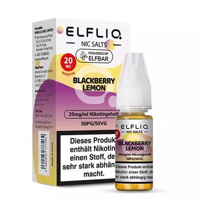 ELFLIQ by ELFBAR Blackberry Lemon * 20mg/ml* Nikotinsalz, Liquid 10ml