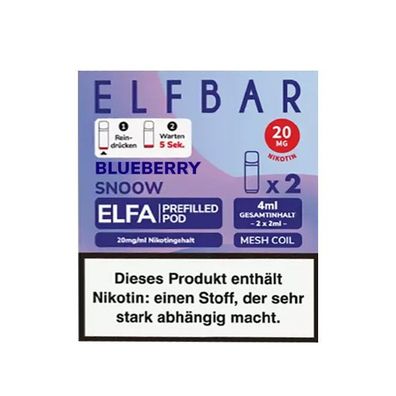 ELFBAR ELFA POD Blueberry Snoow 20mg/ml Nikotin à 2 Pods