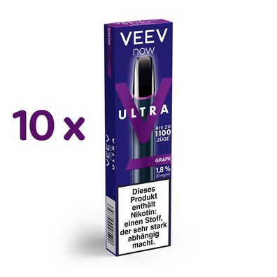 VEEV now ULTRA GRAPE 20mg/ml Nikotin 10x Einweg-E-Zigarette, max. 1100 Züge