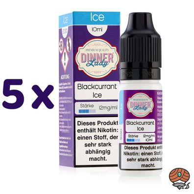 Dinner Lady Blackcurrant Ice 12mg/ml Nikotin, 50/50 Liquid 5x 10ml