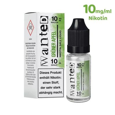 Wanted Overdosed GRÜNER APFEL * 10mg/ml* Nikotinsalz, Liquid 10ml