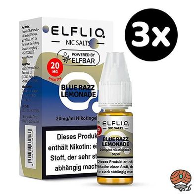 ELFLIQ by ELFBAR Blue Razz Lemonade, * 20mg/ml* Nikotinsalz, Liquid 3x 10ml