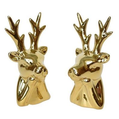 Goldener Keramikhirsch 13,5 cm, 2er-Set