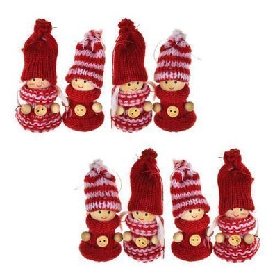 Gestrickte Puppen, rot, 8 cm, 4 Stück in einer Schachtel, 2er-Set