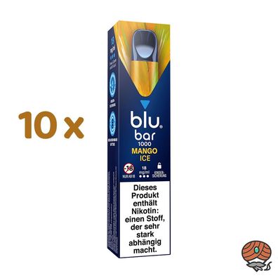 blu bar MANGO ICE 10x E-Shisha, 18mg Nikotin, Einweg-E-Zigarette, max. 1000 Züge